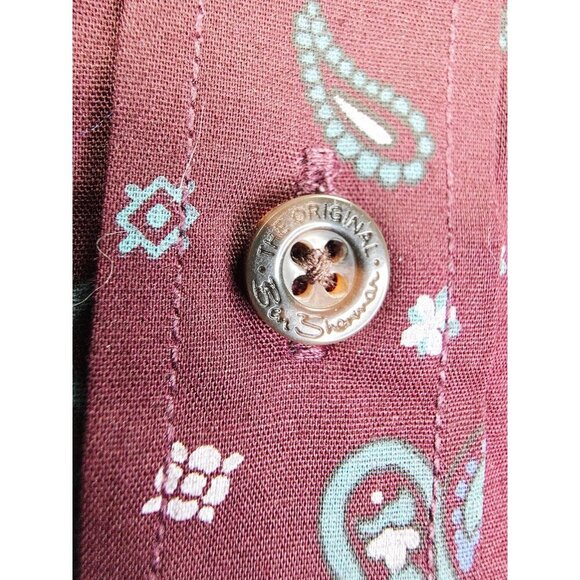 Ben Sherman Size Small Mens Burgundy Blue Paisley Button Down Logo Tag Shirt NWT - Picture 10 of 11